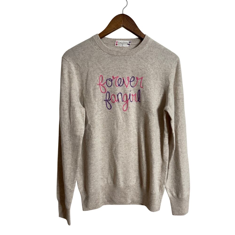 HumanUnion Custom Cashmere Crewneck Sweater "Forever Fangirl " Womans Small